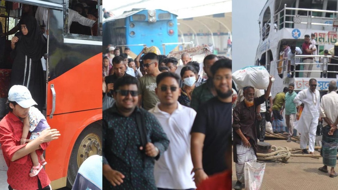 বাস, ট্রেন ও লঞ্চে রাজধানীতে ফিরছেন কর্মজীবী মানুষ